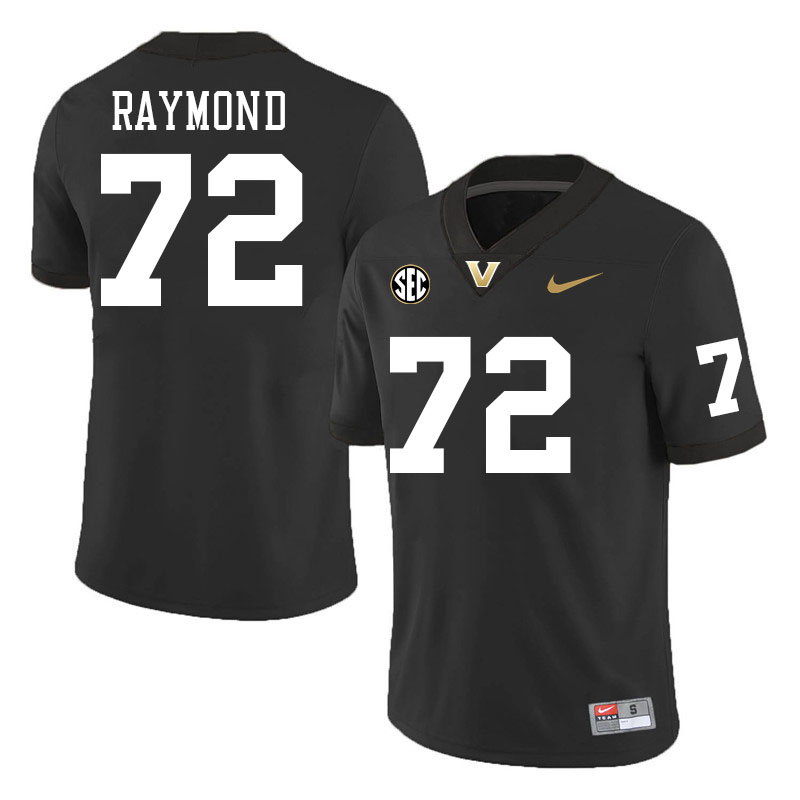 Vanderbilt Commodores #72 Josh Raymond College Football Jerseys Stitched-Black